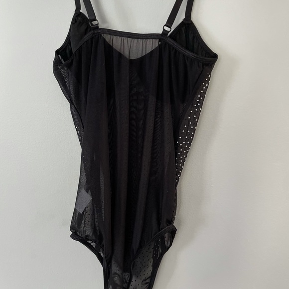 NWOT Sexy Sheer Mesh Black Bedazzled Bodysuit - Picture 10 of 12